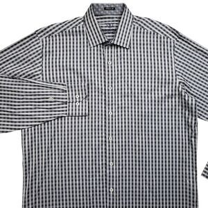 Bugatchi Shirt Mens Large Gray Plaid Long Sleeve Button Up Classic